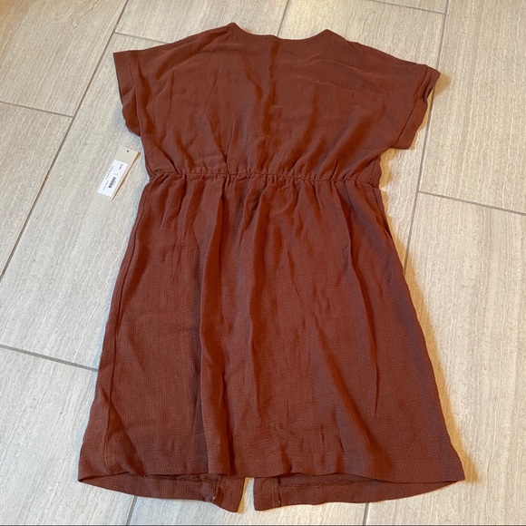 boutique v-neck button down brown neutral dress fall vibes large - Picture 4 of 4
